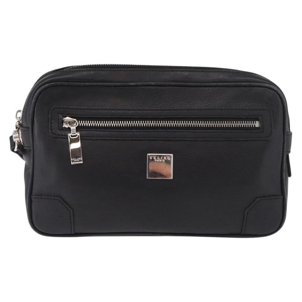Celine Leather Classic Box Clutch Black